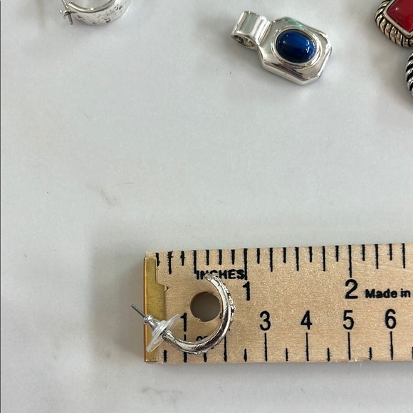 Silver and Brown Hoop Earrings - Picture 5 of 5